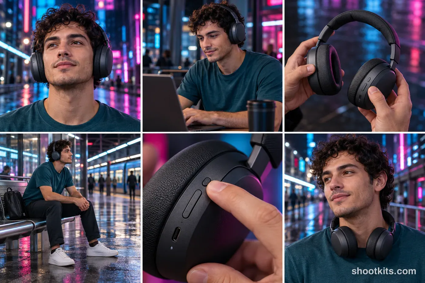 6-panel cyberpunk tech lifestyle shoot made with ChatGPT