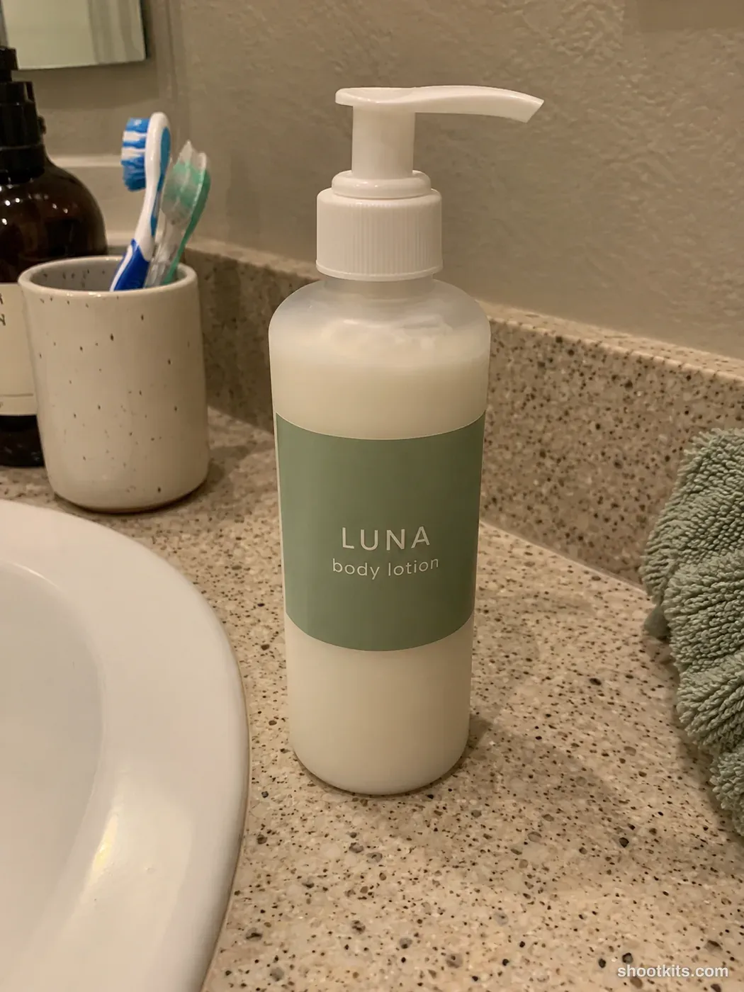 Before: a casual phone photo of a body lotion