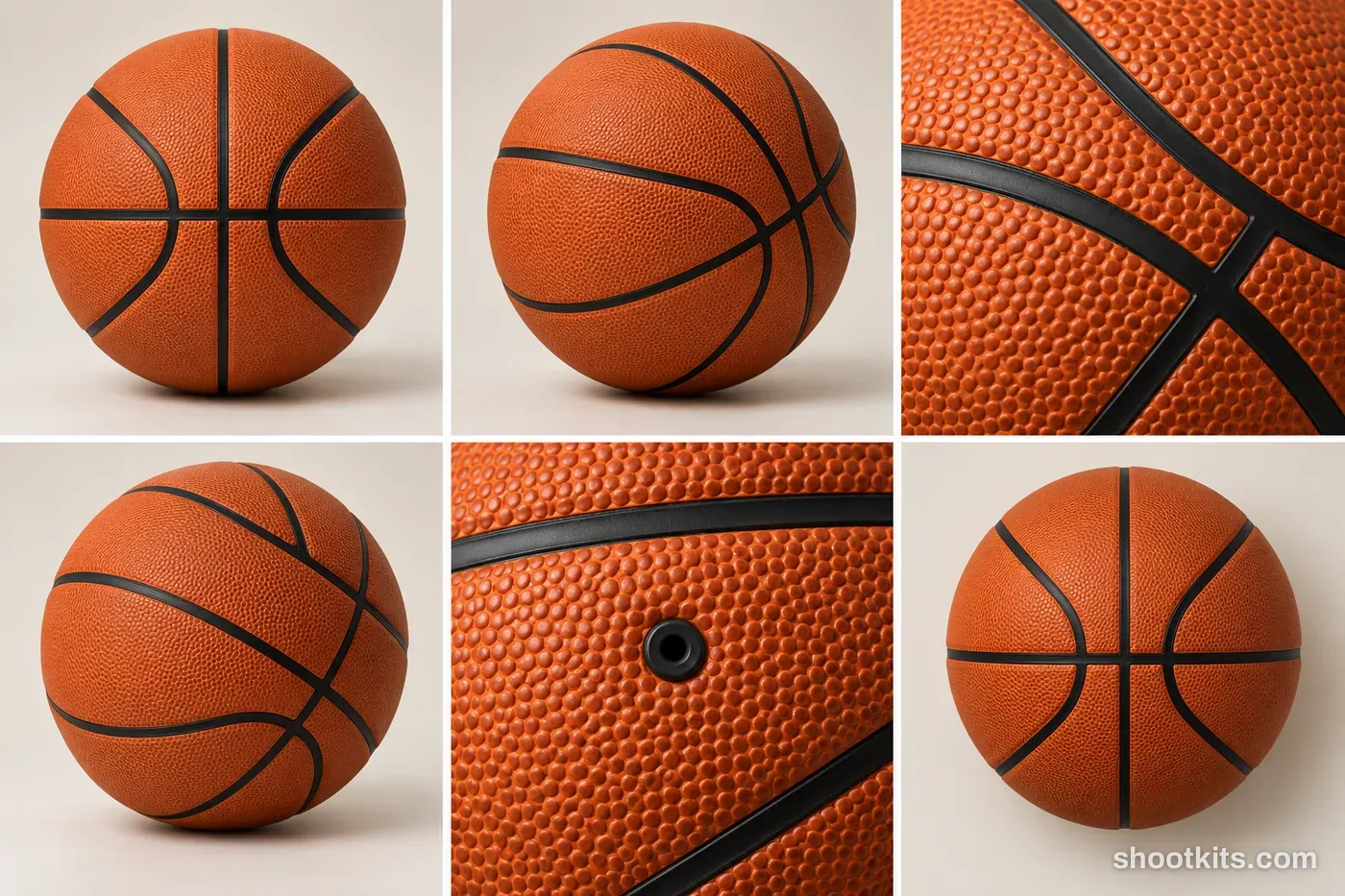 6-panel basketball equipment product shots made with ChatGPT