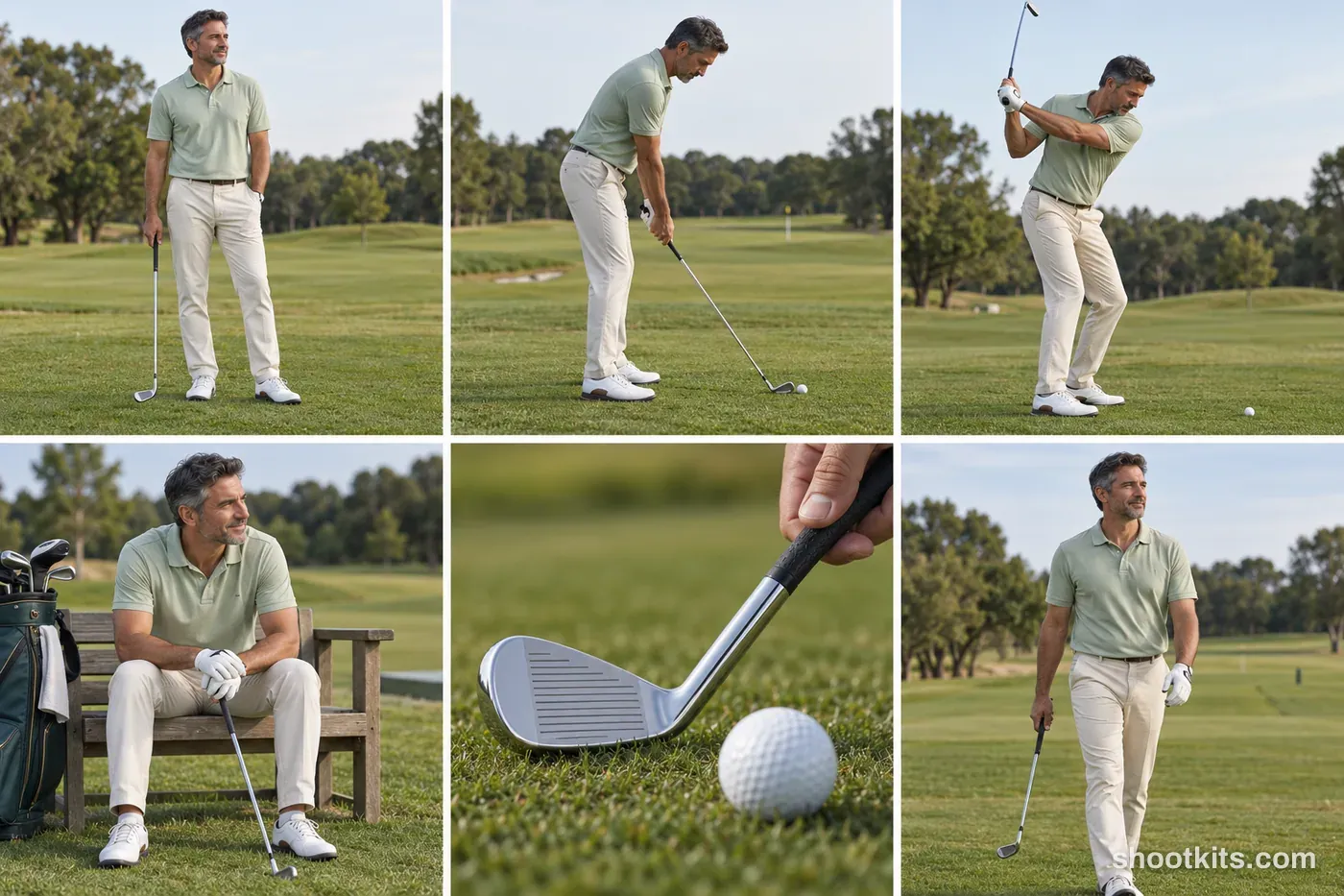 6-panel golf lifestyle shoot made with ChatGPT