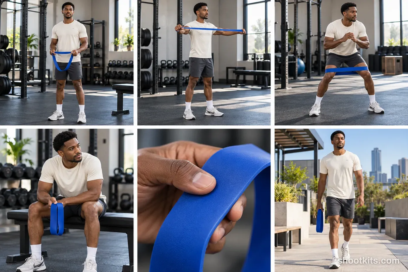 6-panel training / fitness athlete action shoot made with ChatGPT