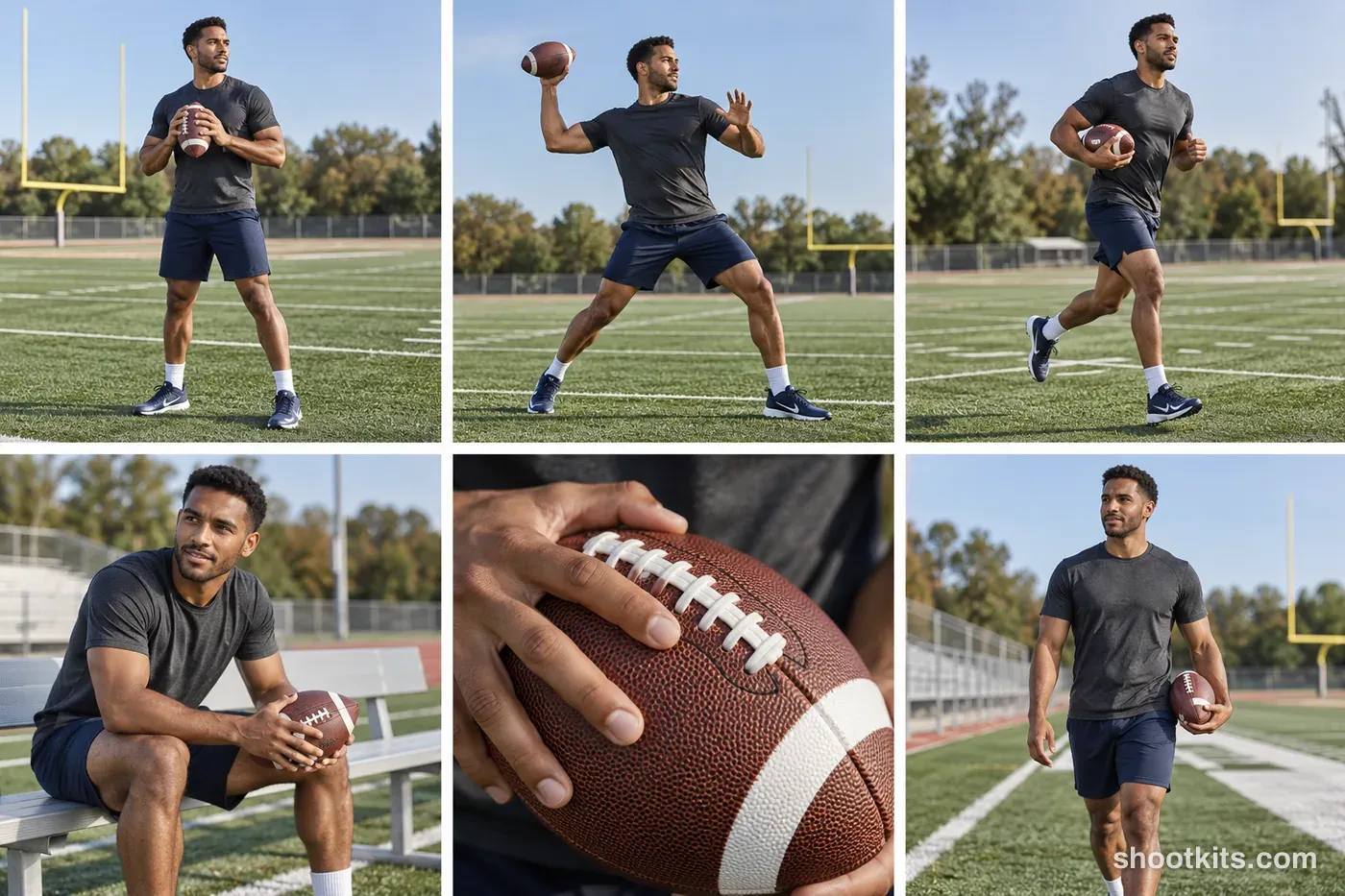 6-panel american football athlete action shoot made with ChatGPT