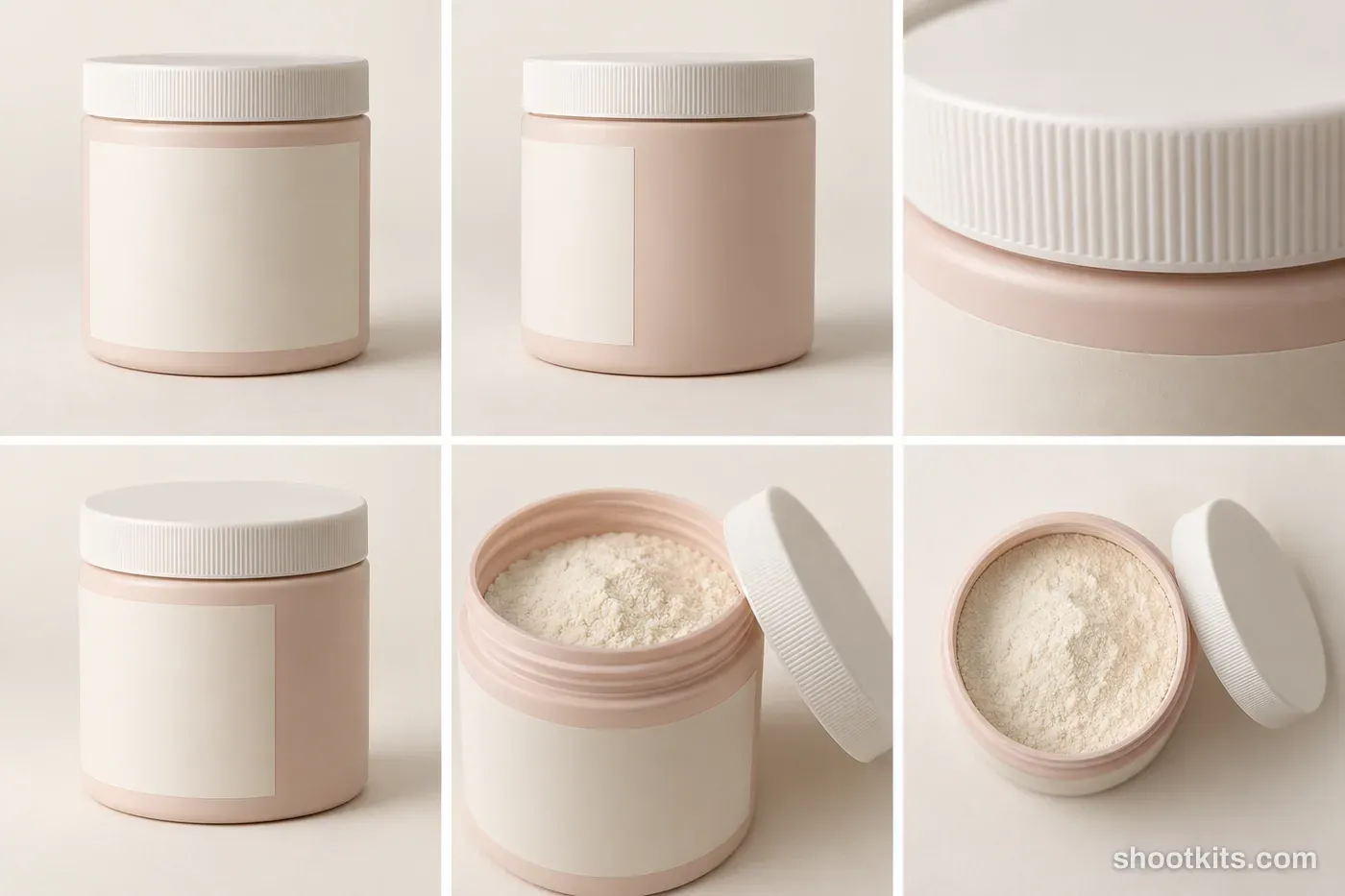 6-panel collagen powders product shots made with ChatGPT