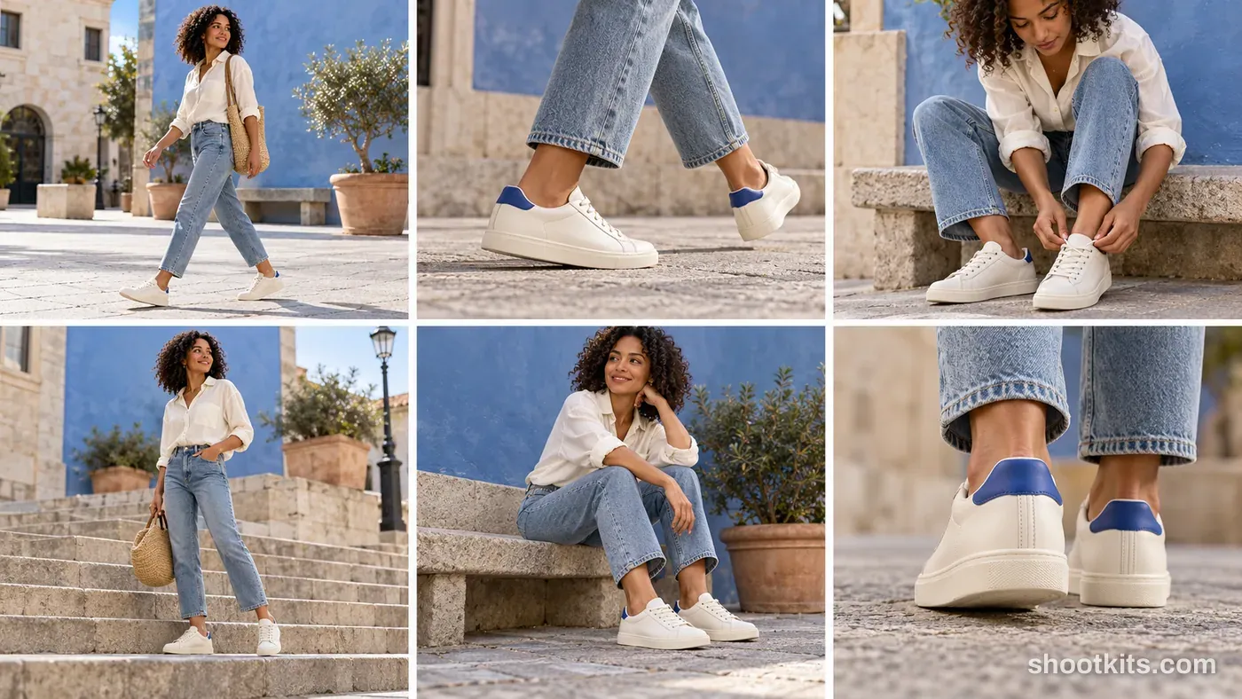 6-panel sneaker lifestyle campaign made with ChatGPT