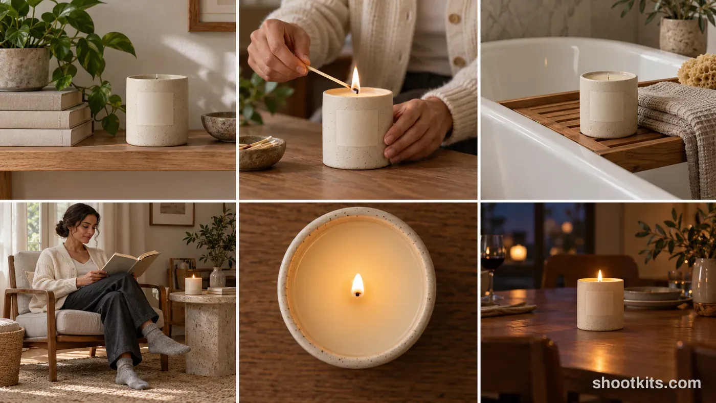 6-panel candle lifestyle campaign made with ChatGPT