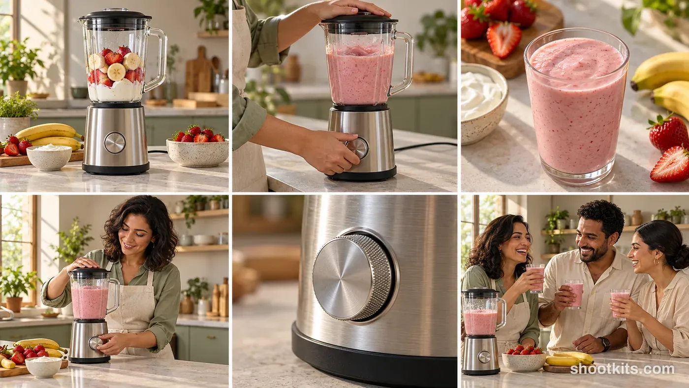 6-panel kitchen appliance lifestyle campaign made with ChatGPT
