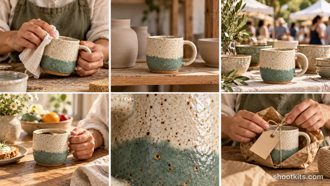 6-panel handmade piece lifestyle campaign made with ChatGPT